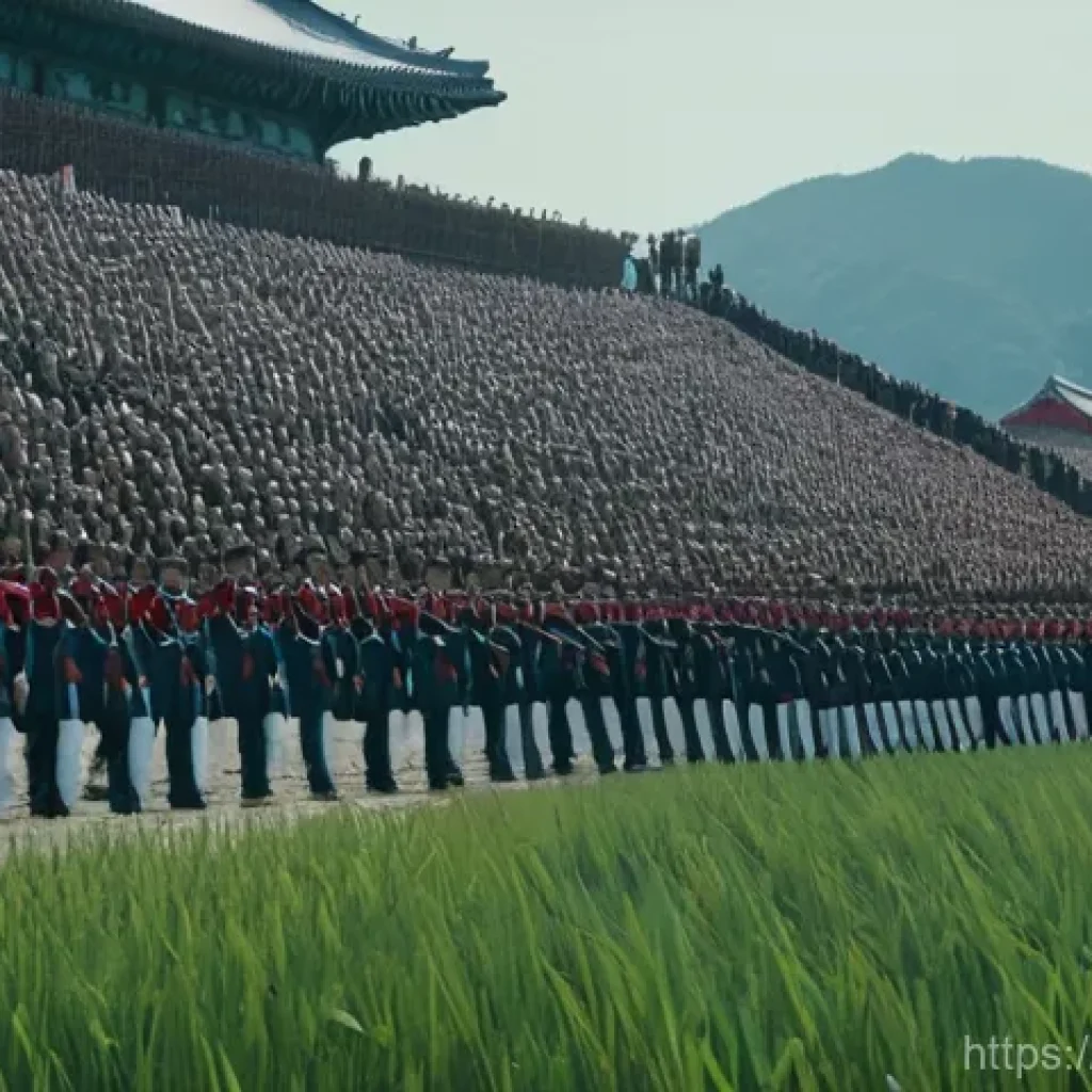 일제 강점기 독립운동 - **March 1st Movement - Peaceful Uprising**: A bustling, historical scene depicting the March 1st Mov...