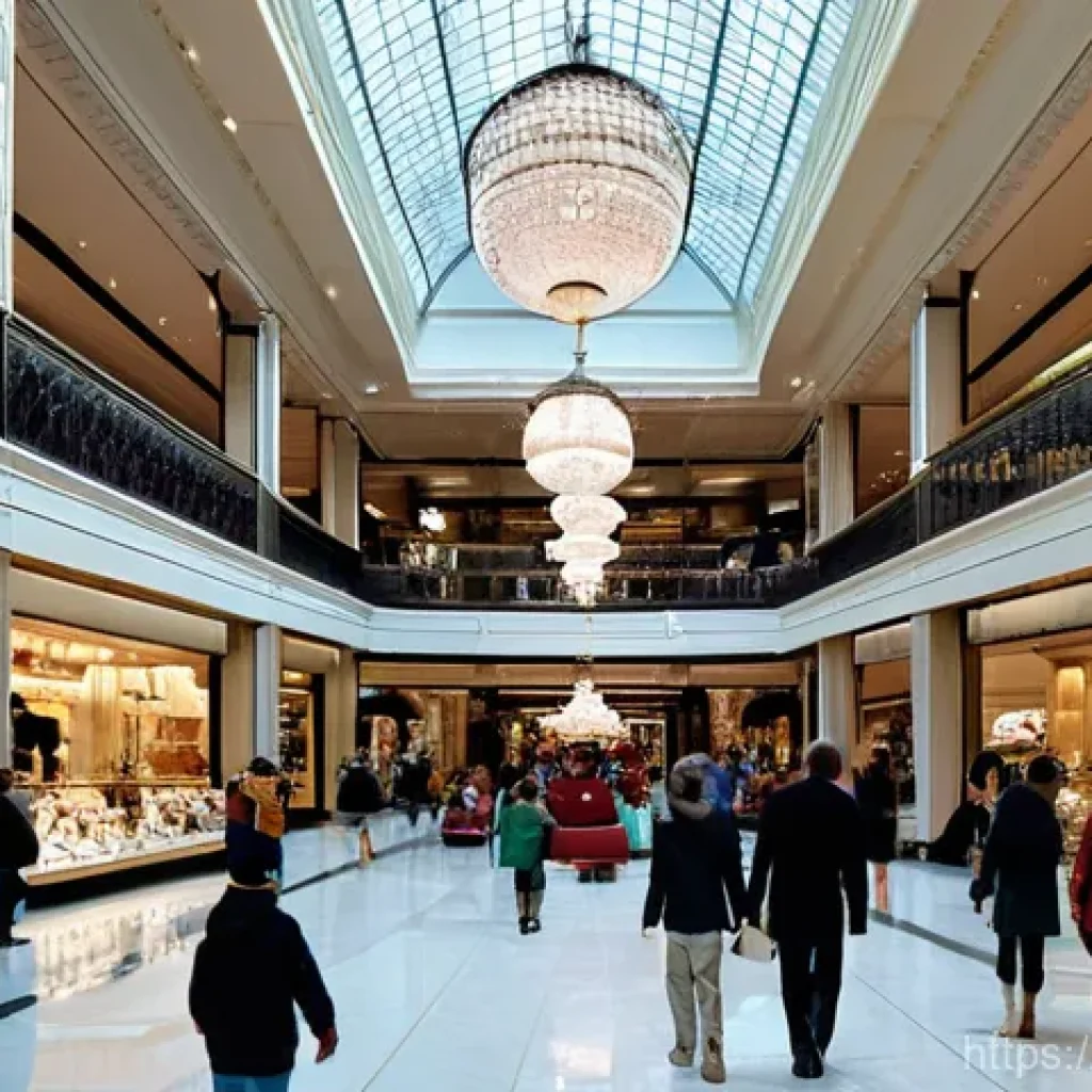 삼풍백화점 붕괴 - **Prompt:** "An interior view of a grand, luxurious, multi-story department store, bustling with ele...
